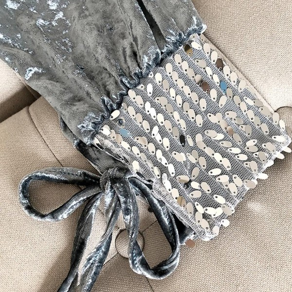 Modern női bársony ing szalaggal és flitterekkel több színben