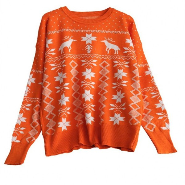 Modern női pulóver karácsonyi mintával és ovális nyakkivágással, négy színben