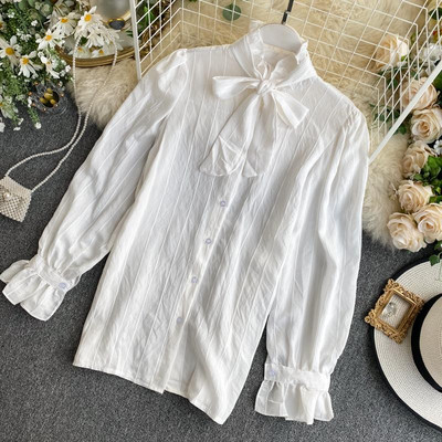 Modern női ing szalaggal és 3/4 ujjú piros, fehér és fekete színben