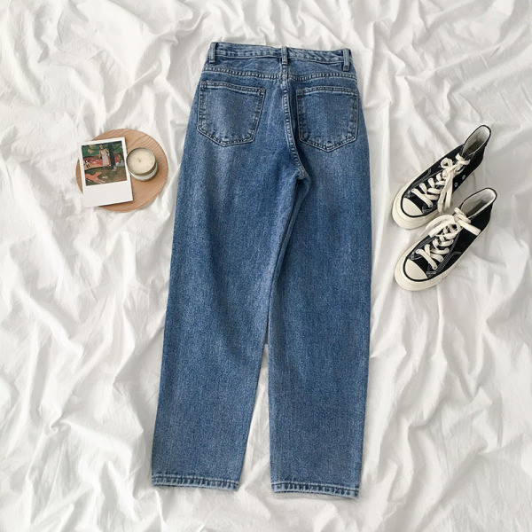 Női alkalmi farmer fekete és kék színben, magas derékkal és zsebekkel