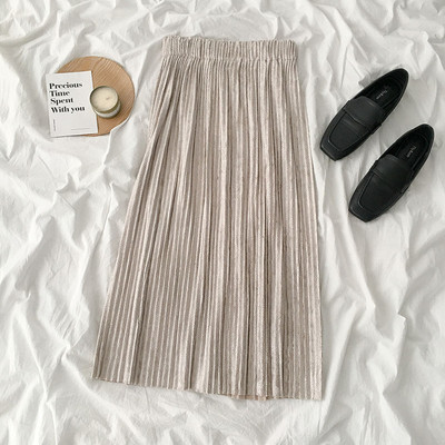 Redős női szoknya bézs és fekete színben gumis derékkal