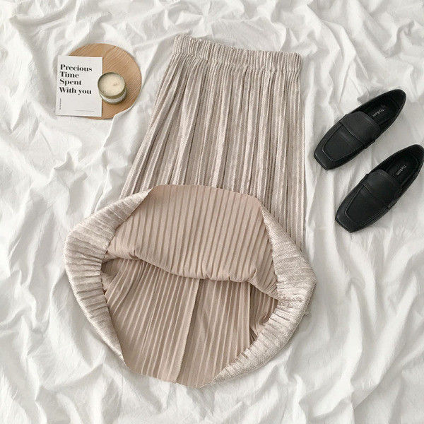 Redős női szoknya bézs és fekete színben gumis derékkal