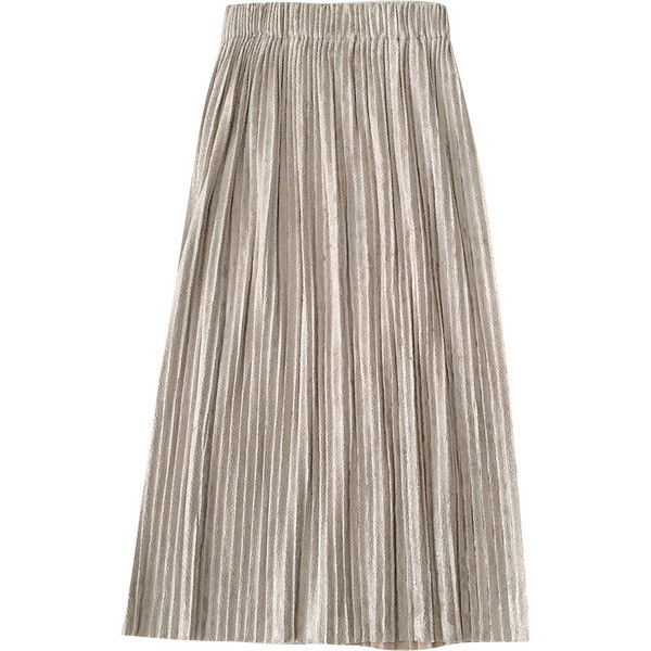 Redős női szoknya bézs és fekete színben gumis derékkal