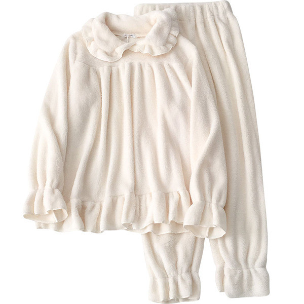 Női pizsama két részes fehér és kék színben, gallérral