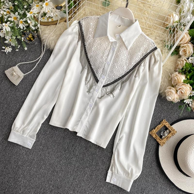 Modern női szatén ing gombokkal és rojtokkal több színben