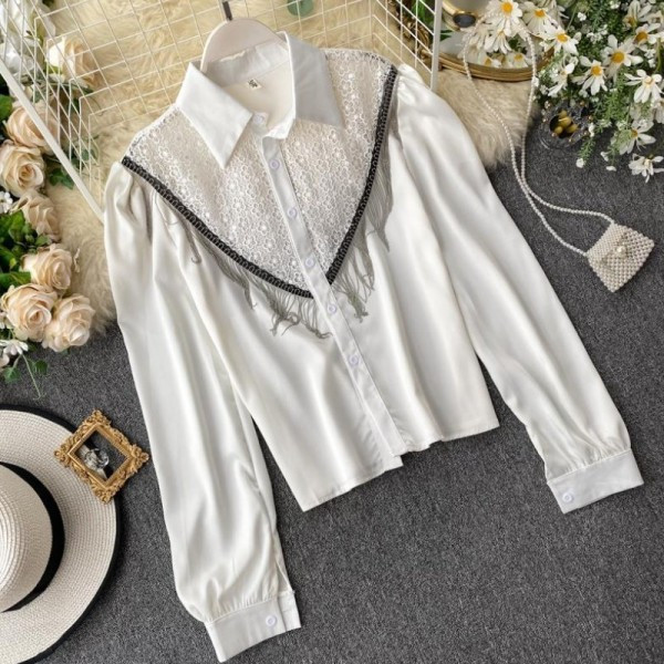 Modern női szatén ing gombokkal és rojtokkal több színben