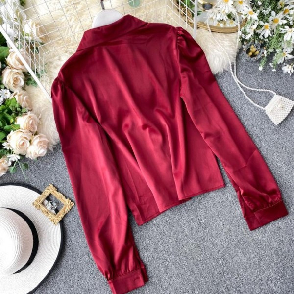 Modern női szatén ing gombokkal és rojtokkal több színben