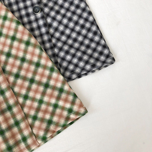 Fusta dama in carouri negru, bej si verde cu talie inalta si linie A