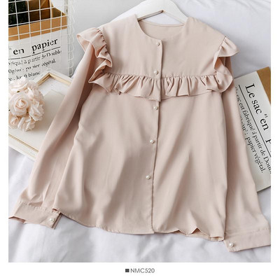 Modern női ing gombokkal és fürtökkel, kék, bézs, kék, bordó és zöld színben