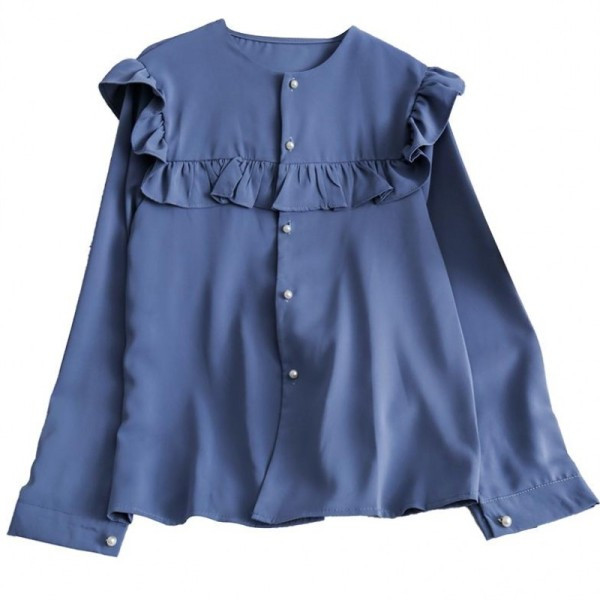 Modern női ing gombokkal és fürtökkel, kék, bézs, kék, bordó és zöld színben