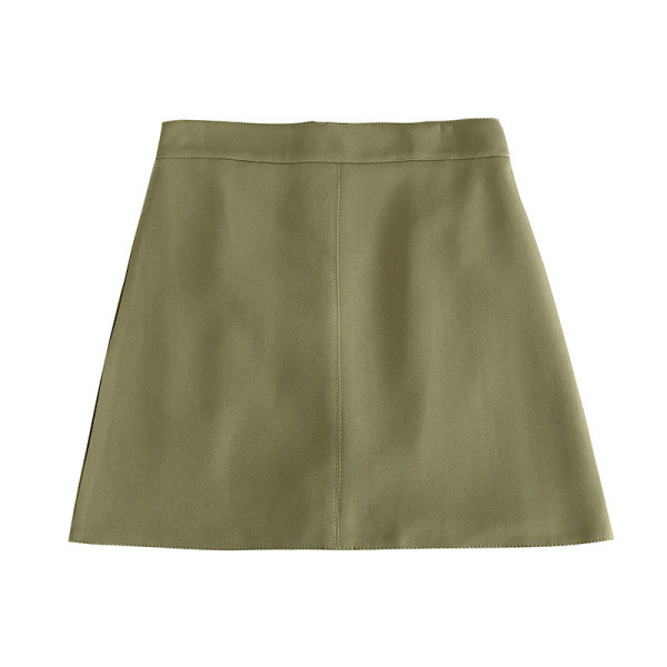 Női bőrszoknya fekete, bézs, zöld és sárga színekben, magas derékkal