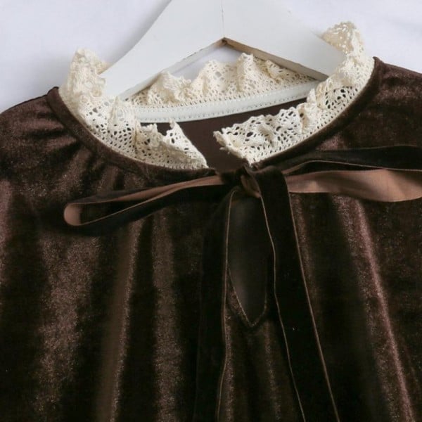 Modern női bársony blúz magas gallérral fekete és barna színben