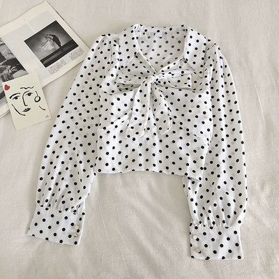 Modern női ing fehér, sárga, fekete és zöld színben, szalaggal