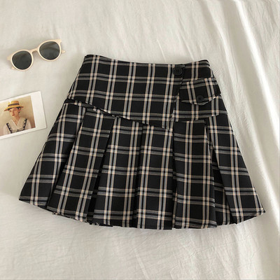 Kockás női szoknya szabású modell négy színben, magas derékkal