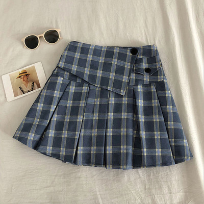 Kockás női szoknya szabású modell négy színben, magas derékkal