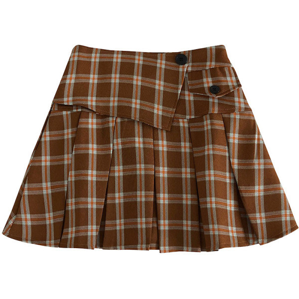 Kockás női szoknya szabású modell négy színben, magas derékkal