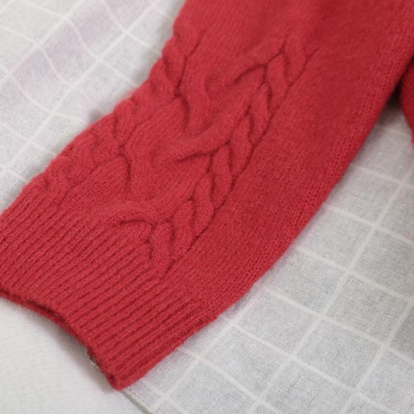 Modern női pulóver ovális nyakkivágással, piros színben