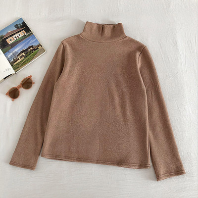 Női blúz sima modell hat színben, pólógallérral és hosszú ujjal