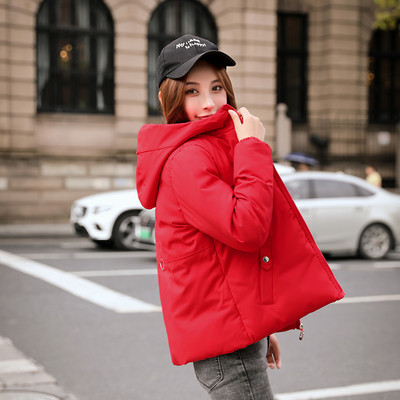 Női alkalmi őszi-téli kabát kapucnis-rövid modellel fekete, fehér, zöld, sárga és piros színben