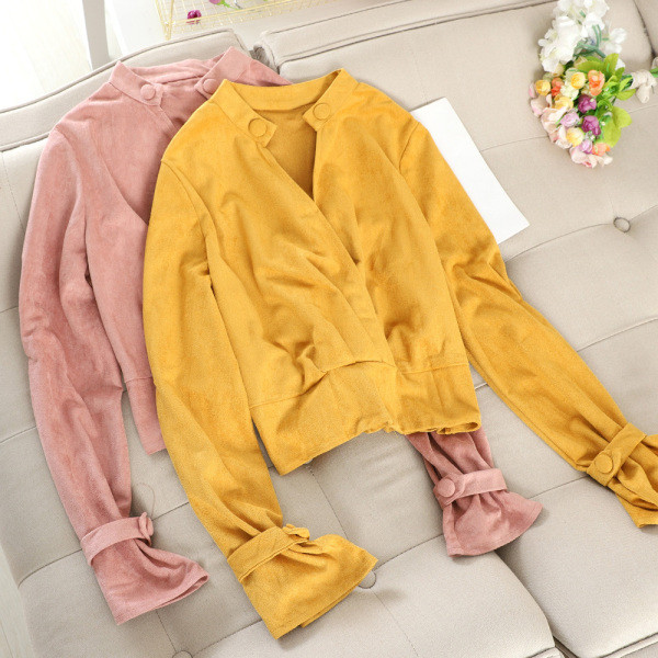 Μοντέρνο γυναικείο πουκάμισο με μακριά μανίκια σε μπεζ, πράσινο και ροζ χρώμα