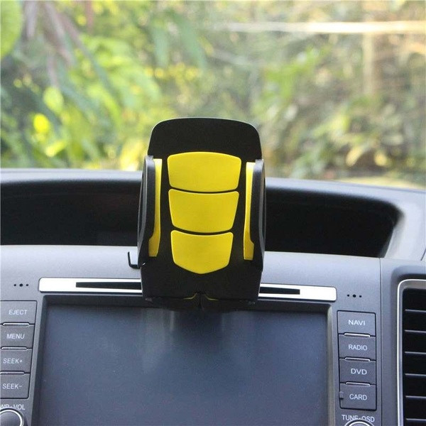 Suport universal portabil pentru telefon mobil in negru, rosu, galben si albastru