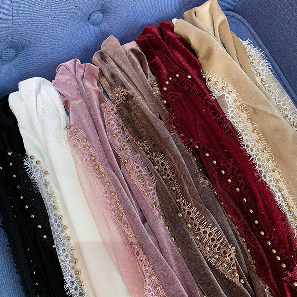 Modern női bársony blúz tüll ujjal és magas gallérral hat színben