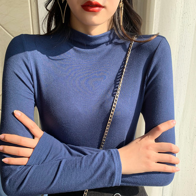 Lezser női blúz hosszú ujjal, magas gallérral letisztult modellel több színben