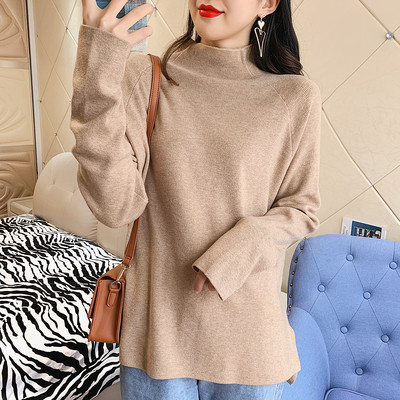 Γυναικείo casual πουλόβερ με ψηλό κολάρο και μακρύ μανίκι φαρδιά μοντέλο σε διάφορα χρώματα