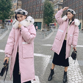 Γυναικείο χειμωνιάτικο μπουφάν με κουκούλα - μακρύ μοντέλο σε κίτρινο, πράσινο, ροζ, μαύρο και άσπρο χρώμα