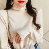 Pulover de dama modern cu guler inalt in diferite culori si maneci lungi