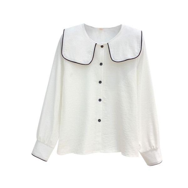 Cămașă modernă de damă cu nasturi în patru culori și decolteu oval