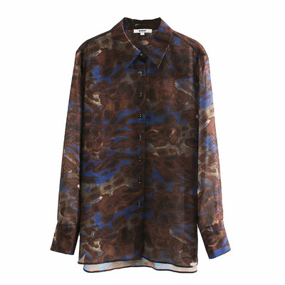 Hosszú alkalmi ing klasszikus modell barna és mintás mintával