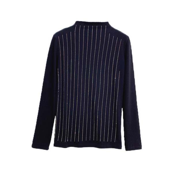 Modern női blúz fényes mintával és magas gallérral fekete, bézs barna színben