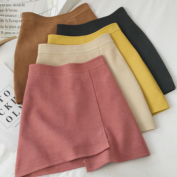 Modern női aszimmetrikus szoknya öt színben, magas derékkal