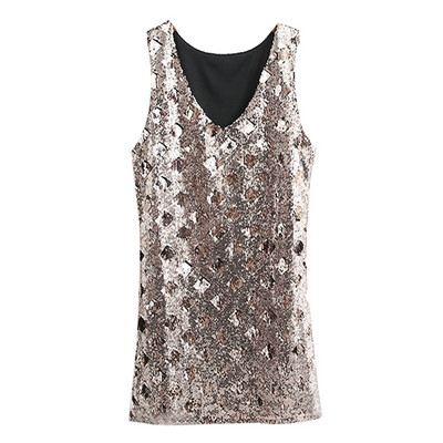 Modern rövid ujjatlan ruha ezüst színben, flitterekkel