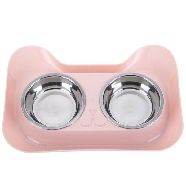 Vásároljon rozsdamentes acélból készült élelmiszert és vizet, rózsaszín és kék macskafej alakú párnával