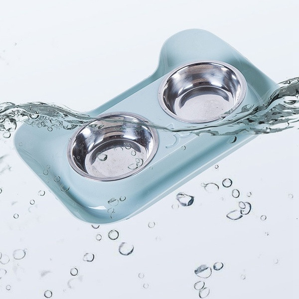 Vásároljon rozsdamentes acélból készült élelmiszert és vizet, rózsaszín és kék macskafej alakú párnával