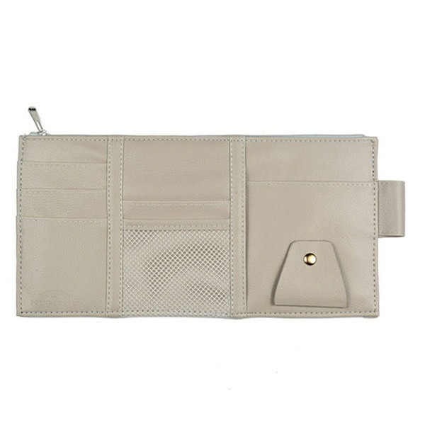 Geantă de soare auto multifuncțională din piele pentru depozitarea documentelor, hărților și ochelarilor în negru, bej, gri și albastru