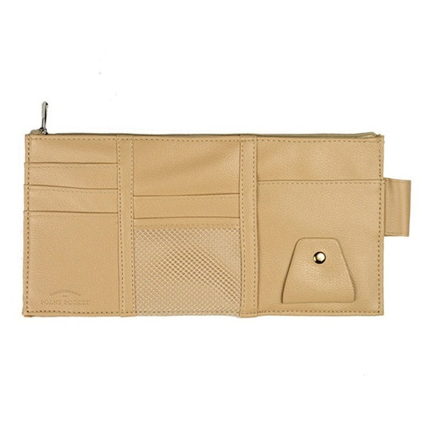 Geantă de soare auto multifuncțională din piele pentru depozitarea documentelor, hărților și ochelarilor în negru, bej, gri și albastru