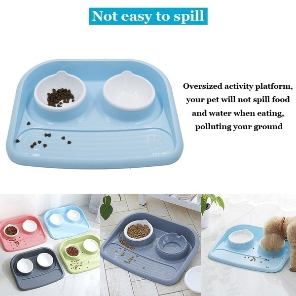 Vásároljon élelmiszerhez és vízhez + PP betét kék és rózsaszín színben, kutyáknak és macskáknak