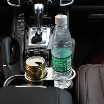 Двойна пластмасова поставка за напитки подходяща за монтиране в автомобила в черно-сив цвят