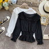 Cămașă modernă de damă cu nasturi și talie elastică în alb, roz, bej și negru