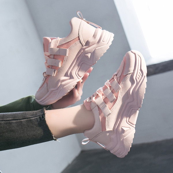 Casual ανδρικά πάνινα παπούτσια με λουράκια βελκρό σε λευκό, μπεζ και ροζ χρώμα