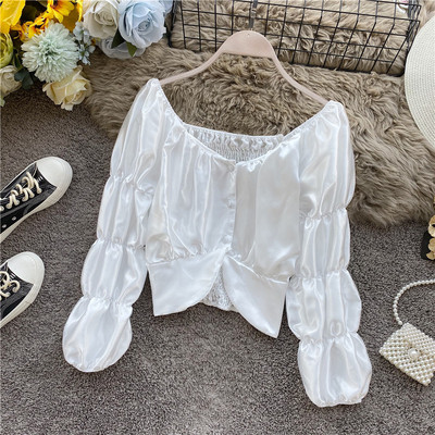 Cămașă elegantă de damă în cinci culori, cu decolteu rotund și nasturi