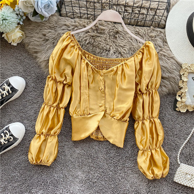 Cămașă elegantă de damă în cinci culori, cu decolteu rotund și nasturi