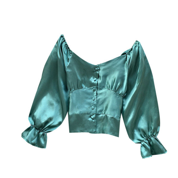 Cămașă de damă în stil retro în cinci culori, cu mâneci largi și nasturi