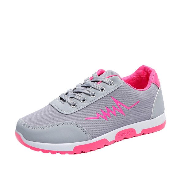 Női alkalmi sportcipő lapos talppal, fekete, szürke és piros színben