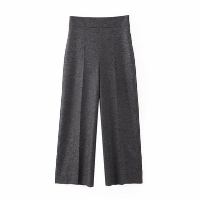 Modern széles nadrág magas derékkal, szürke 9/10 hosszúsággal