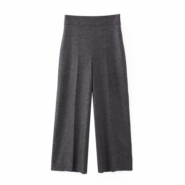 Modern széles nadrág magas derékkal, szürke 9/10 hosszúsággal