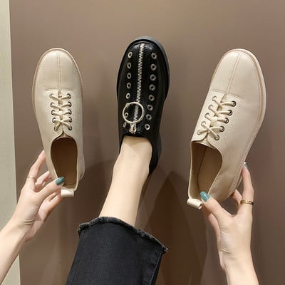 Γυναικεία casual οικολογικά δερμάτινα παπούτσια σε μαύρο και μπεζ  χρώμα- δύο μοντέλα